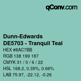 Farbcode: Dunn-Edwards - DE5703 - Tranquil Teal | qconv.com