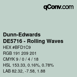 Color code: Dunn-Edwards - DE5716 - Rolling Waves | qconv.com