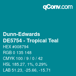 Color code: Dunn-Edwards - DE5754 - Tropical Teal | qconv.com