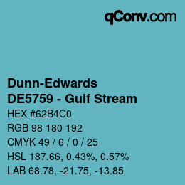 Color code: Dunn-Edwards - DE5759 - Gulf Stream | qconv.com