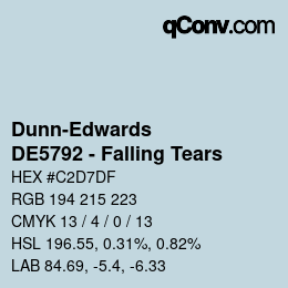 カラーコード: Dunn-Edwards - DE5792 - Falling Tears | qconv.com