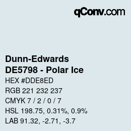 Code couleur: Dunn-Edwards - DE5798 - Polar Ice | qconv.com