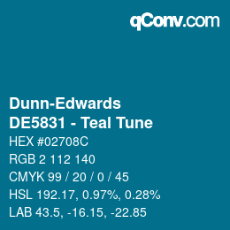 Color code: Dunn-Edwards - DE5831 - Teal Tune | qconv.com