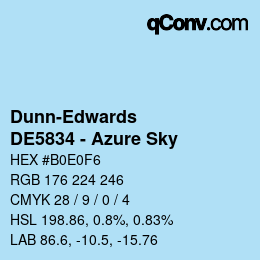 Color code: Dunn-Edwards - DE5834 - Azure Sky | qconv.com