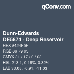カラーコード: Dunn-Edwards - DE5874 - Deep Reservoir | qconv.com