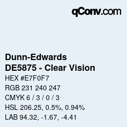 カラーコード: Dunn-Edwards - DE5875 - Clear Vision | qconv.com