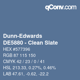 Color code: Dunn-Edwards - DE5880 - Clean Slate | qconv.com