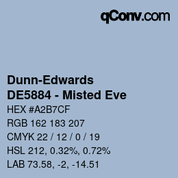 カラーコード: Dunn-Edwards - DE5884 - Misted Eve | qconv.com