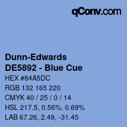 Code couleur: Dunn-Edwards - DE5892 - Blue Cue | qconv.com