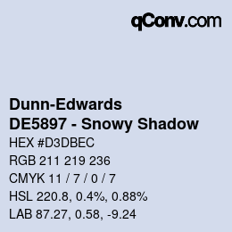 Color code: Dunn-Edwards - DE5897 - Snowy Shadow | qconv.com