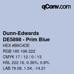 カラーコード: Dunn-Edwards - DE5898 - Prim Blue | qconv.com