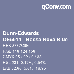 カラーコード: Dunn-Edwards - DE5914 - Bossa Nova Blue | qconv.com