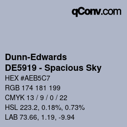 カラーコード: Dunn-Edwards - DE5919 - Spacious Sky | qconv.com