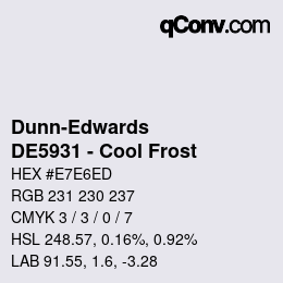 カラーコード: Dunn-Edwards - DE5931 - Cool Frost | qconv.com