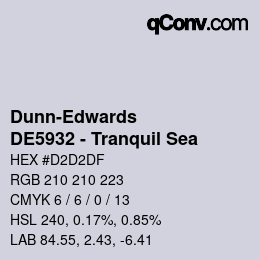 カラーコード: Dunn-Edwards - DE5932 - Tranquil Sea | qconv.com