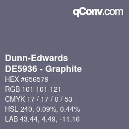 カラーコード: Dunn-Edwards - DE5936 - Graphite | qconv.com