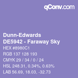 カラーコード: Dunn-Edwards - DE5942 - Faraway Sky | qconv.com