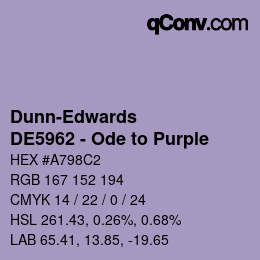 カラーコード: Dunn-Edwards - DE5962 - Ode to Purple | qconv.com