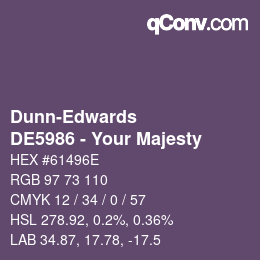 カラーコード: Dunn-Edwards - DE5986 - Your Majesty | qconv.com