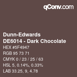 カラーコード: Dunn-Edwards - DE6014 - Dark Chocolate | qconv.com