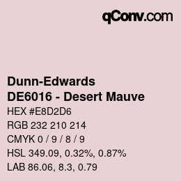 カラーコード: Dunn-Edwards - DE6016 - Desert Mauve | qconv.com