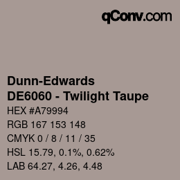 カラーコード: Dunn-Edwards - DE6060 - Twilight Taupe | qconv.com