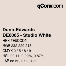 Color code: Dunn-Edwards - DE6065 - Studio White | qconv.com