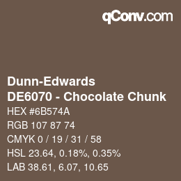 Código de color: Dunn-Edwards - DE6070 - Chocolate Chunk | qconv.com