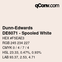 Color code: Dunn-Edwards - DE6071 - Spooled White | qconv.com
