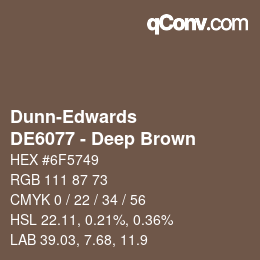 カラーコード: Dunn-Edwards - DE6077 - Deep Brown | qconv.com