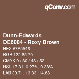 カラーコード: Dunn-Edwards - DE6084 - Roxy Brown | qconv.com