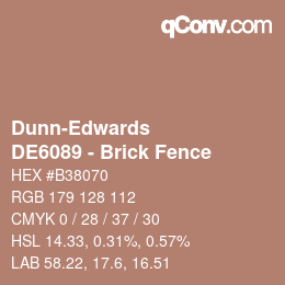 カラーコード: Dunn-Edwards - DE6089 - Brick Fence | qconv.com
