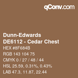カラーコード: Dunn-Edwards - DE6112 - Cedar Chest | qconv.com