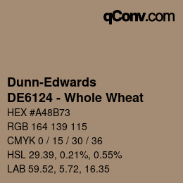 カラーコード: Dunn-Edwards - DE6124 - Whole Wheat | qconv.com