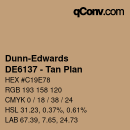 カラーコード: Dunn-Edwards - DE6137 - Tan Plan | qconv.com