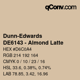 カラーコード: Dunn-Edwards - DE6143 - Almond Latte | qconv.com