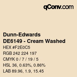 カラーコード: Dunn-Edwards - DE6149 - Cream Washed | qconv.com