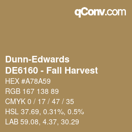 カラーコード: Dunn-Edwards - DE6160 - Fall Harvest | qconv.com