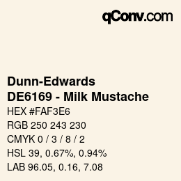 カラーコード: Dunn-Edwards - DE6169 - Milk Mustache | qconv.com