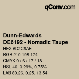 カラーコード: Dunn-Edwards - DE6192 - Nomadic Taupe | qconv.com