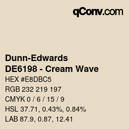 カラーコード: Dunn-Edwards - DE6198 - Cream Wave | qconv.com