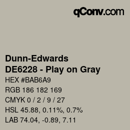 カラーコード: Dunn-Edwards - DE6228 - Play on Gray | qconv.com