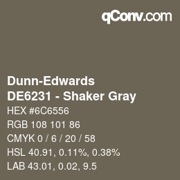 カラーコード: Dunn-Edwards - DE6231 - Shaker Gray | qconv.com