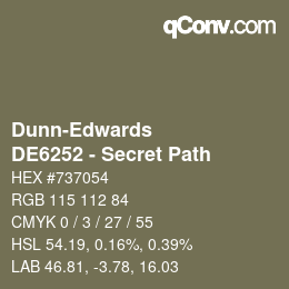 カラーコード: Dunn-Edwards - DE6252 - Secret Path | qconv.com