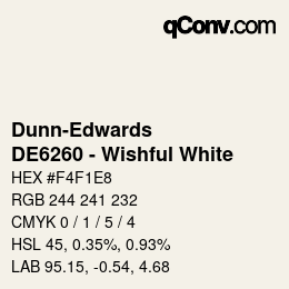 カラーコード: Dunn-Edwards - DE6260 - Wishful White | qconv.com