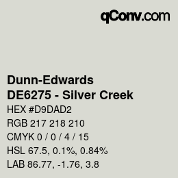 カラーコード: Dunn-Edwards - DE6275 - Silver Creek | qconv.com