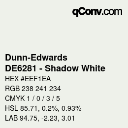 カラーコード: Dunn-Edwards - DE6281 - Shadow White | qconv.com