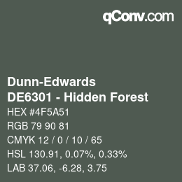 Farbcode: Dunn-Edwards - DE6301 - Hidden Forest | qconv.com