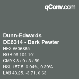 カラーコード: Dunn-Edwards - DE6314 - Dark Pewter | qconv.com