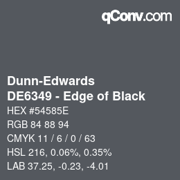 カラーコード: Dunn-Edwards - DE6349 - Edge of Black | qconv.com